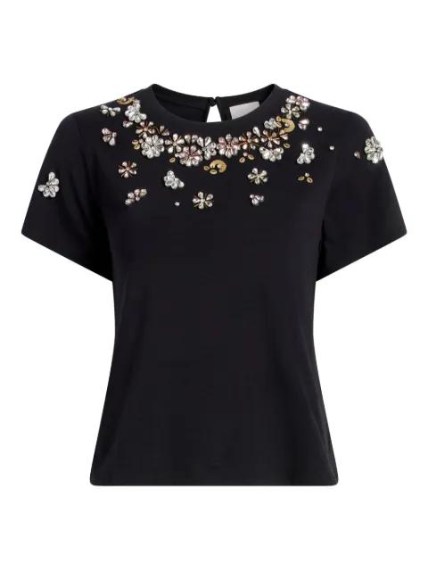 embellished-flowers T-shirt by CINQ A SEPT