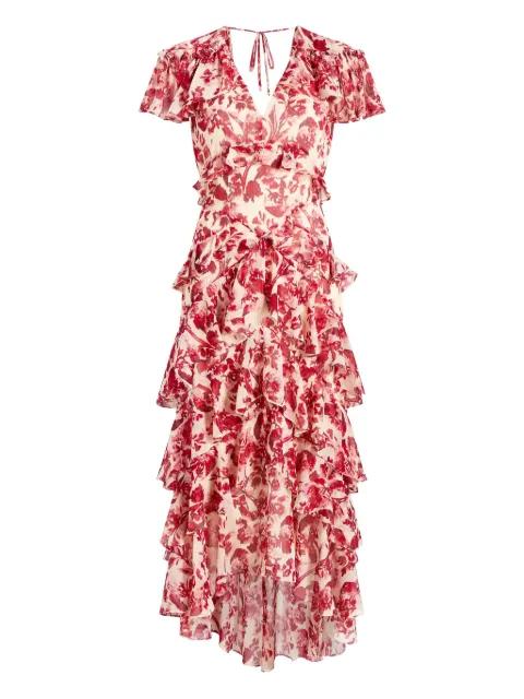 floral ruffled midi dress by CINQ A SEPT