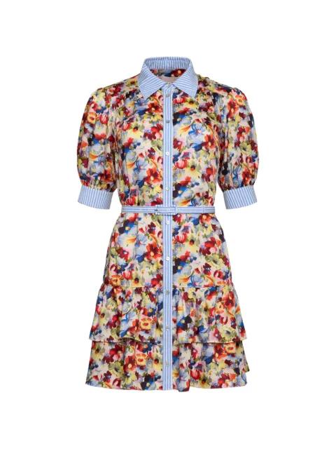 floral striped mini shirt dress by CINQ A SEPT