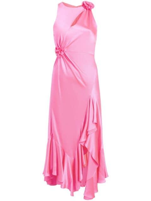 flower-detail silk midi dress by CINQ A SEPT