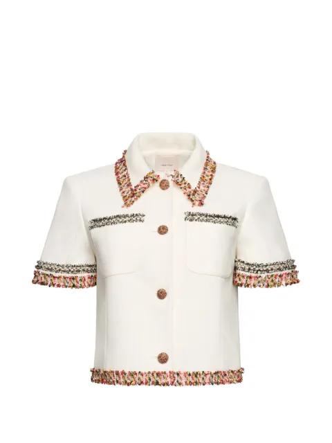 fringed collared jacket by CINQ A SEPT