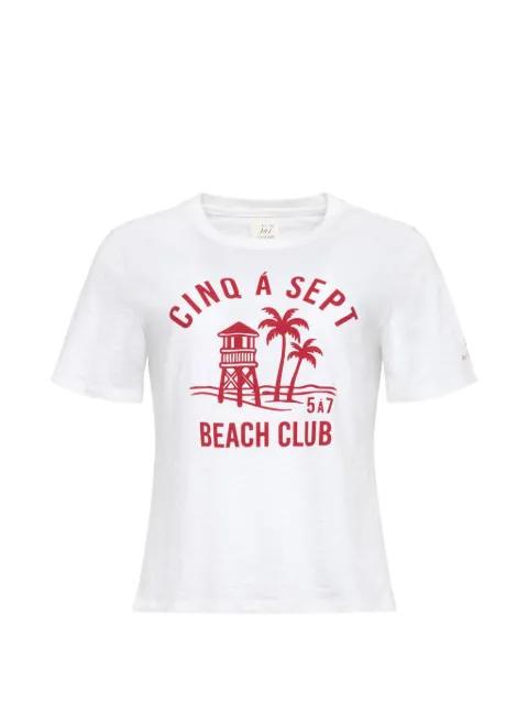 logo-print slub-texture T-shirt by CINQ A SEPT