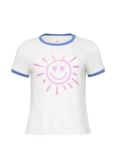 smiling-sun rhinestone-embellished T-shirt by CINQ A SEPT