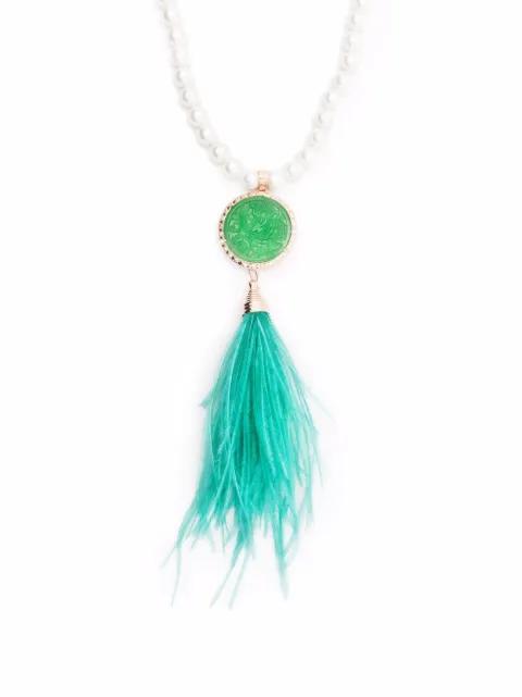 feather-detail pendant necklace by CISCO ROMERO