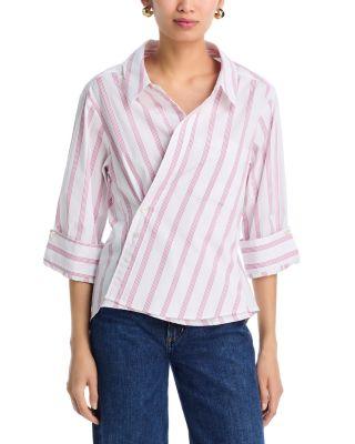3/4 Sleeve Asymmetric Wrap Shirt by CISSA