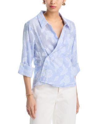 3/4 Sleeve Asymmetric Wrap Shirt by CISSA