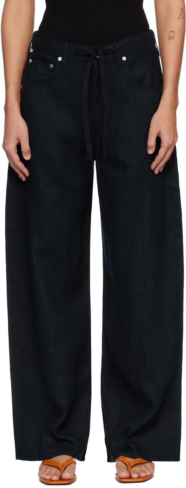 Black Brynn Drawstring Linen Trousers by CITIZENS OF HUMANITY