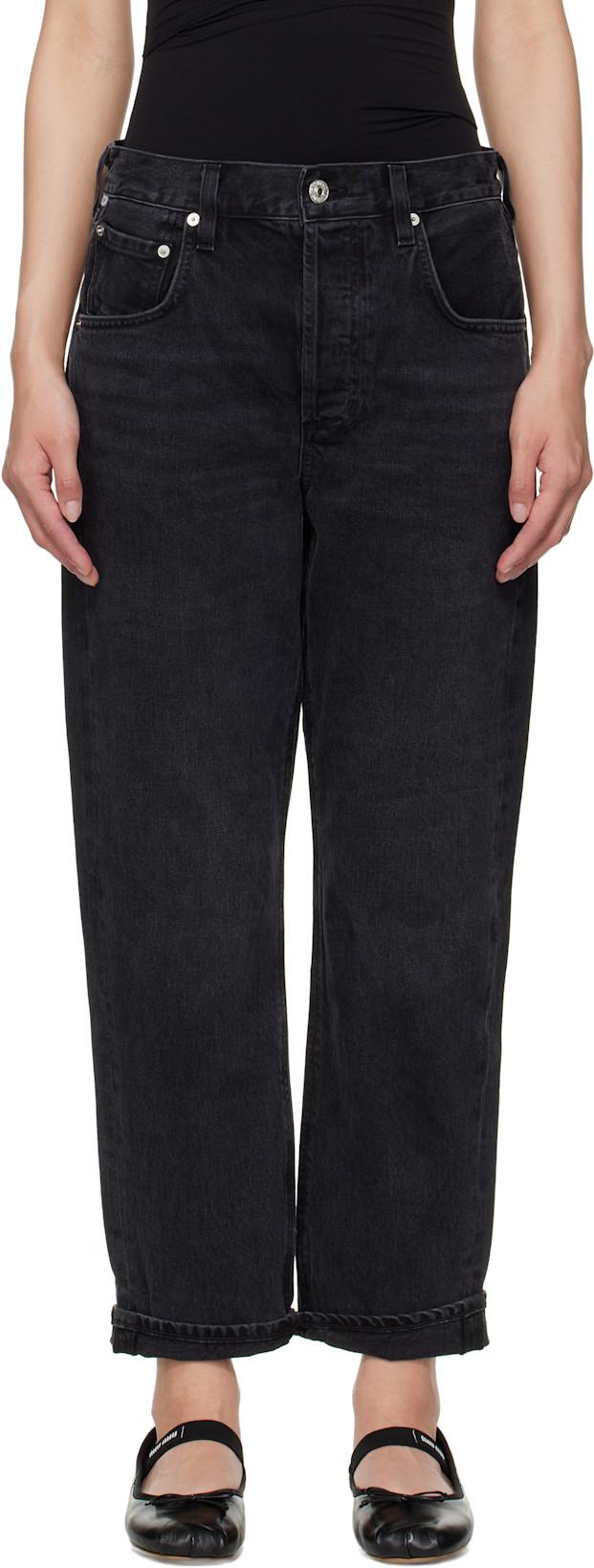 Black Dahlia Bow Leg Baby Roll Jeans by CITIZENS OF HUMANITY