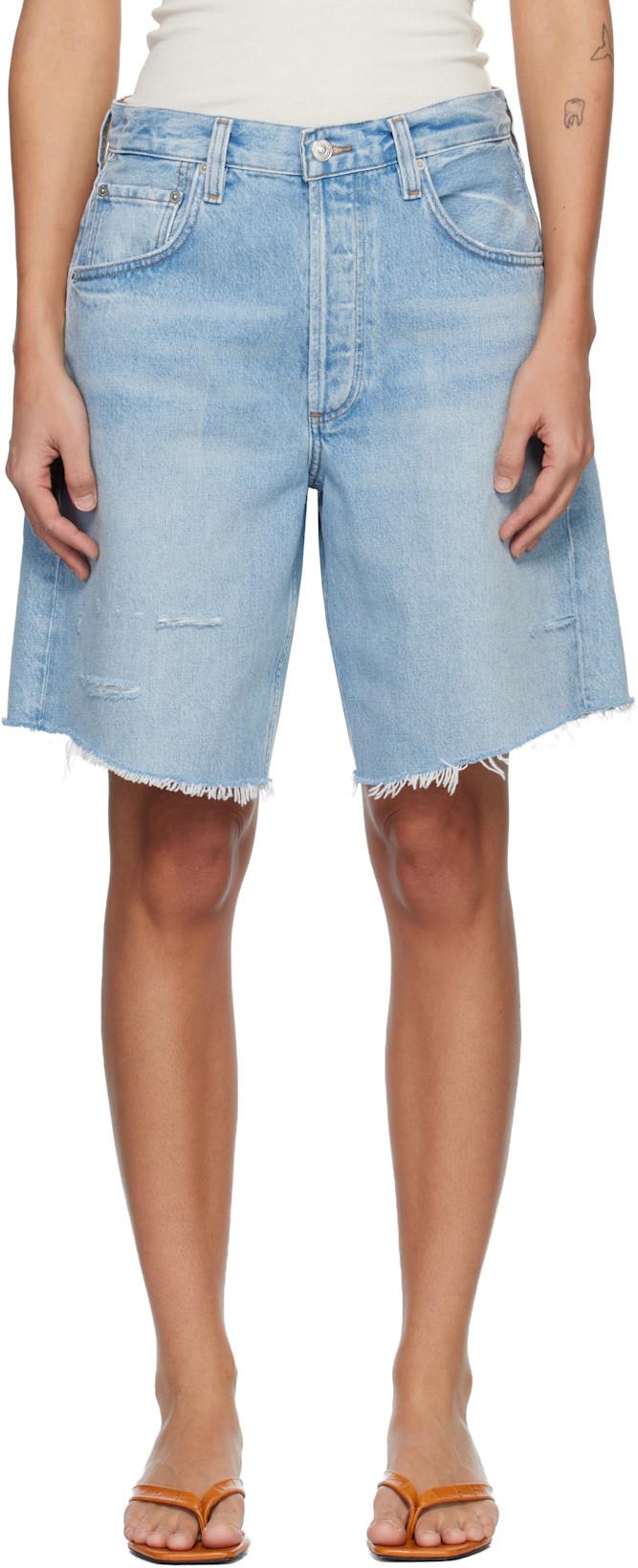 Blue Ayla Denim Shorts by CITIZENS OF HUMANITY