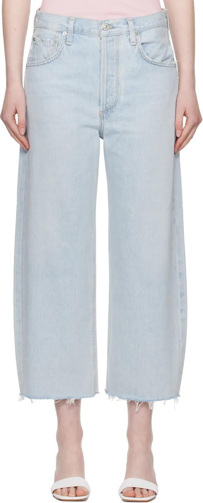 Blue Ayla Raw Hem Crop Jeans by CITIZENS OF HUMANITY