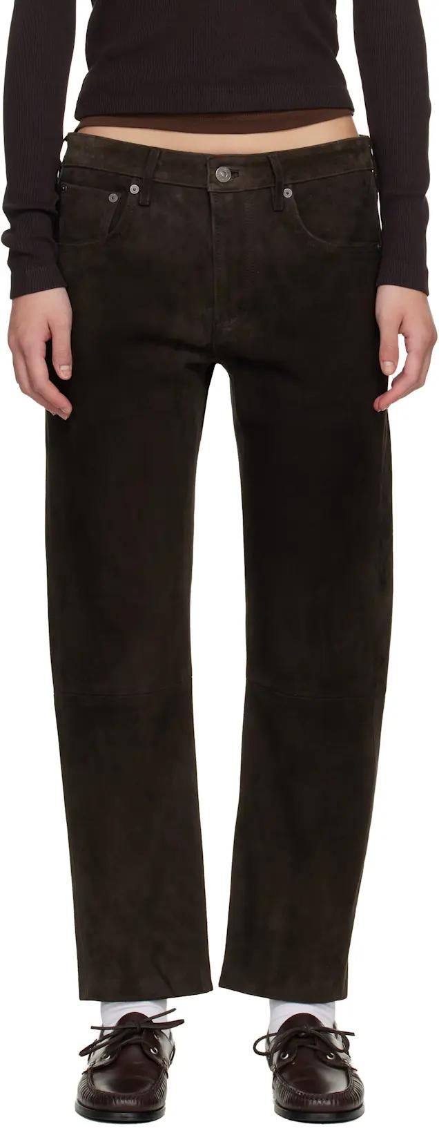 Brown Winslow Boyfriend Suede Trousers by CITIZENS OF HUMANITY