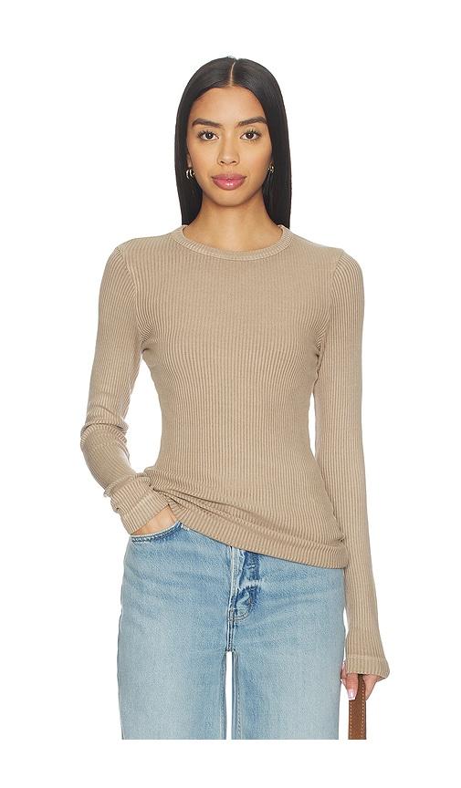 Citizens of Humanity Bina Crewneck Top in Tan by CITIZENS OF HUMANITY