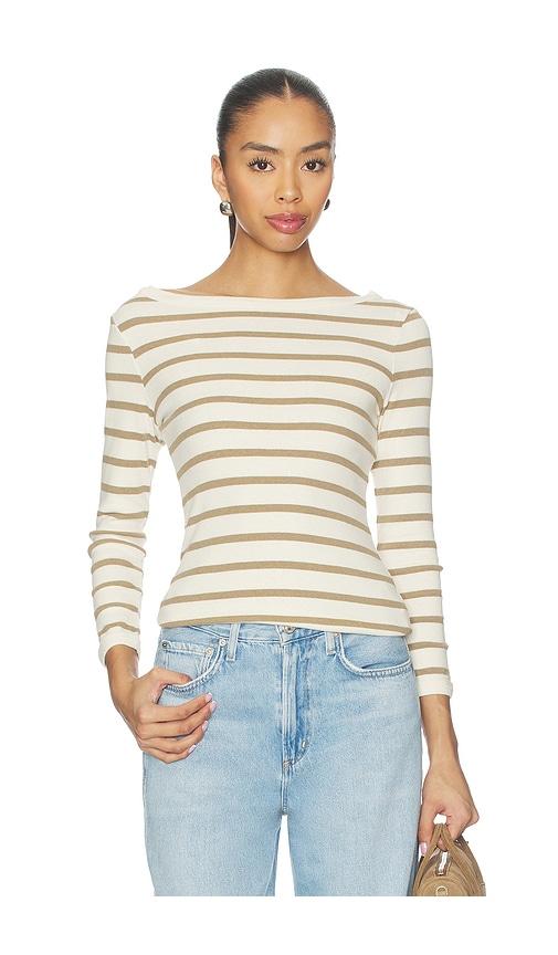 Citizens of Humanity Boat Neck Slim Tee in Cream,Brown by CITIZENS OF HUMANITY
