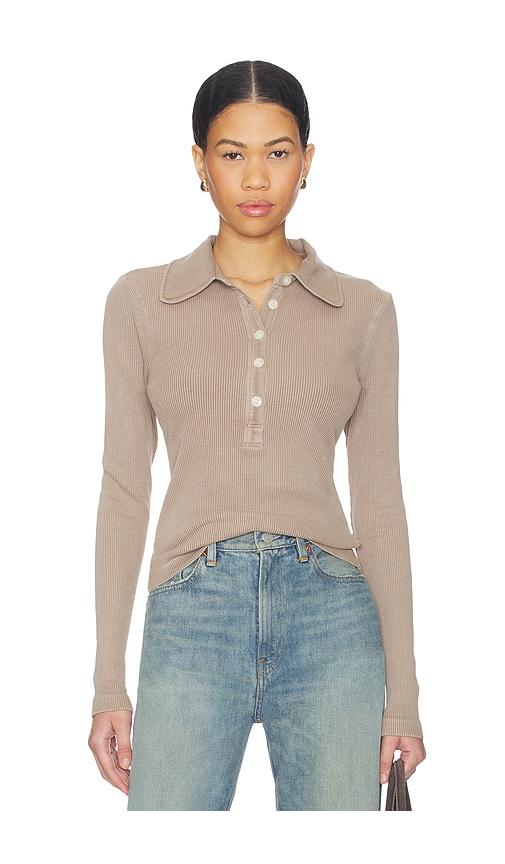 Citizens of Humanity Brea 60's Polo Shirt in Beige by CITIZENS OF HUMANITY