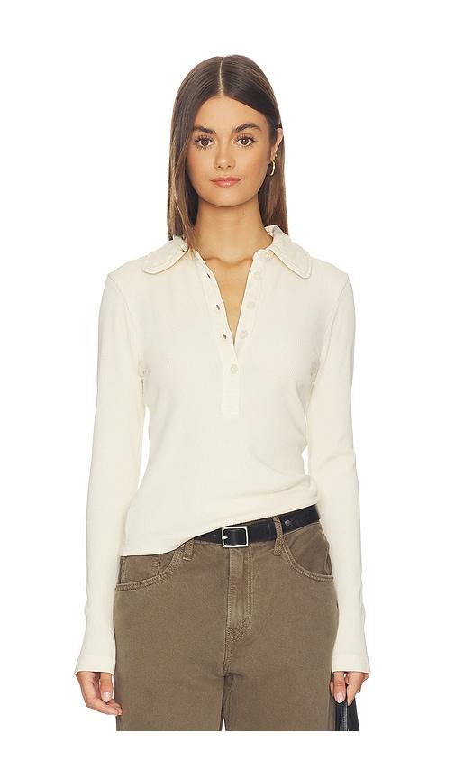 Citizens of Humanity Brea 60's Polo Shirt in Cream by CITIZENS OF HUMANITY