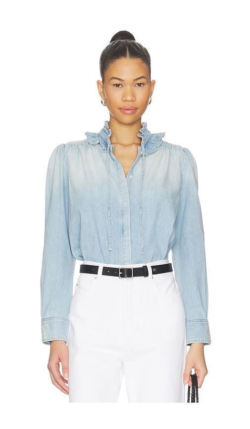 Citizens of Humanity Calista Frill Collar Shirt in Blue by CITIZENS OF HUMANITY