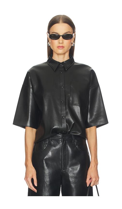 Citizens of Humanity Frances Cropped Cape Button Up in Black by CITIZENS OF HUMANITY