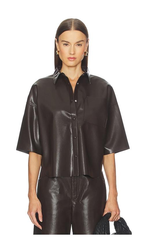 Citizens of Humanity Frances Cropped Cape Button Up in Brown by CITIZENS OF HUMANITY