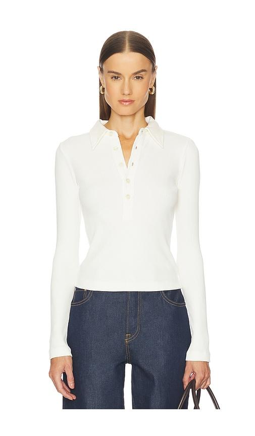 Citizens of Humanity Long Sleeve 60's Polo in Ivory by CITIZENS OF HUMANITY