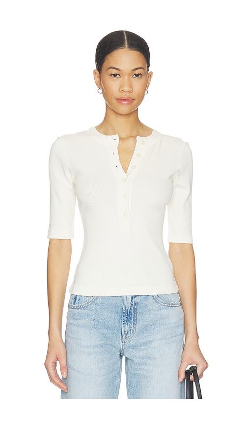 Citizens of Humanity Nali Short Sleeve Henley Top in Cream by CITIZENS OF HUMANITY