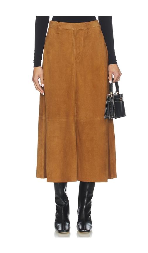 Citizens of Humanity Suede Cassia Skirt in Cognac by CITIZENS OF HUMANITY