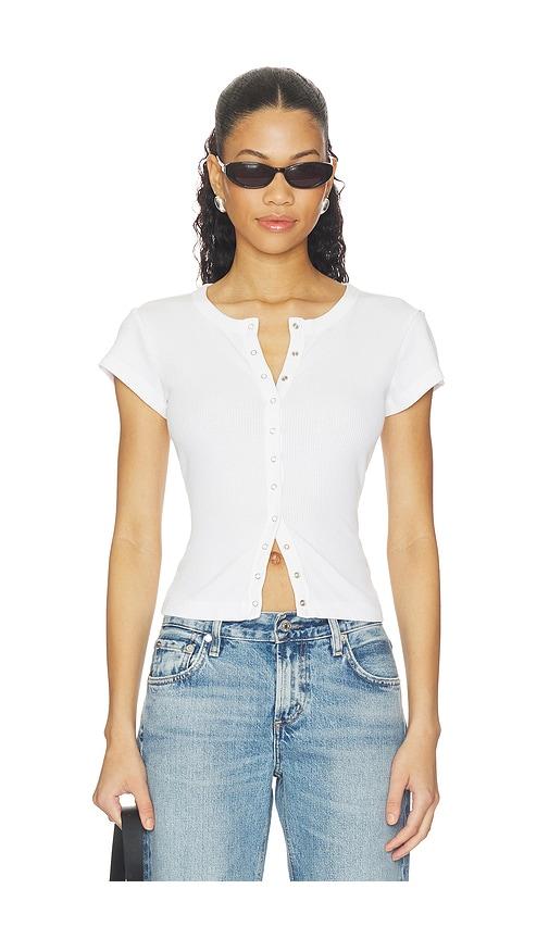 Citizens of Humanity Tabi Short Sleeve Cardigan in White by CITIZENS OF HUMANITY
