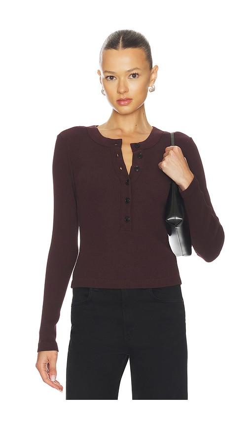 Citizens of Humanity Varra Henley Top in Burgundy by CITIZENS OF HUMANITY