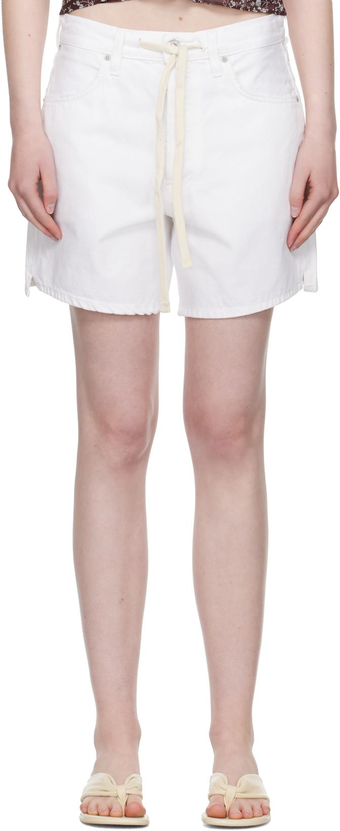 White Brynn Drawstring Denim Shorts by CITIZENS OF HUMANITY