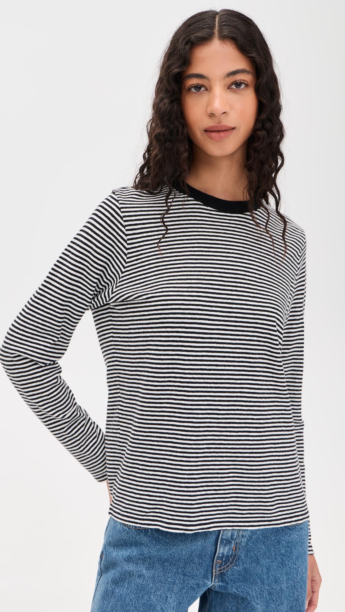 Mini Stripe Long Sleeve Tee by CLARE V.