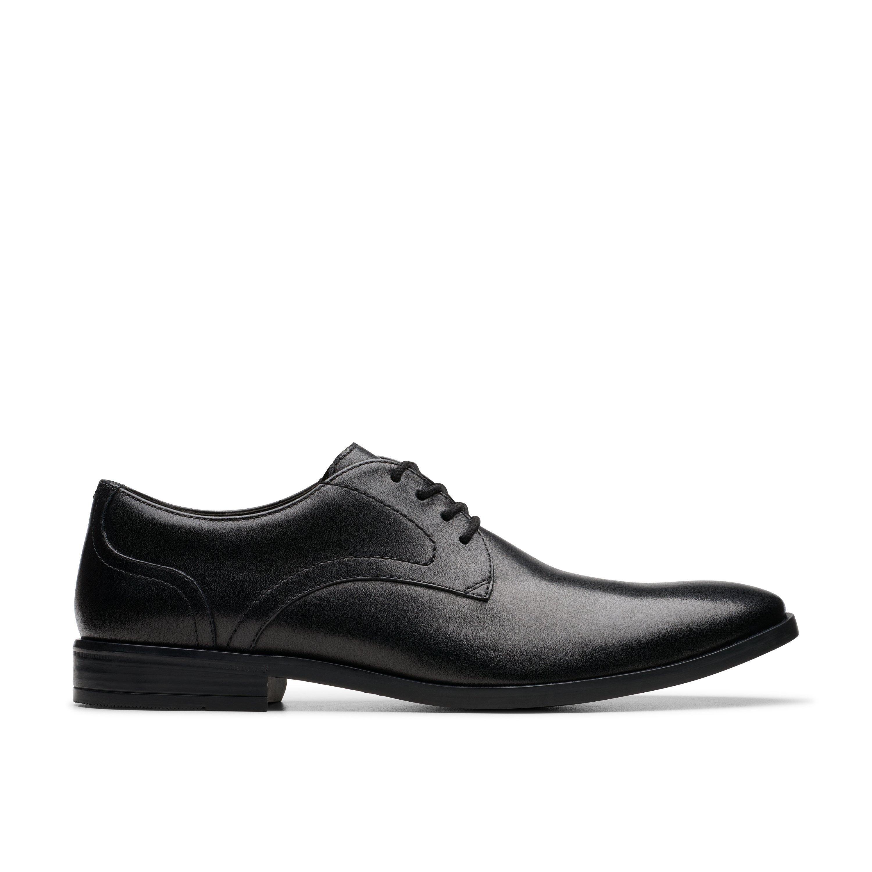Brandon Lace Black Leather Derby Shoes by CLARKS