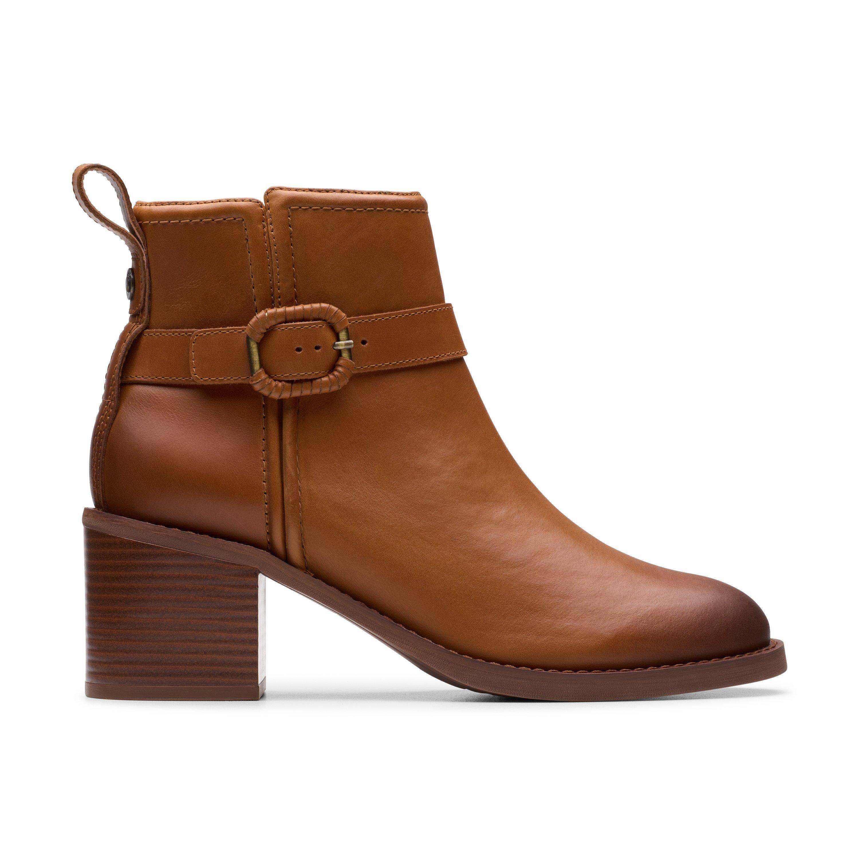 Chamberly Trim Mid Tan Leather Ankle Boots by CLARKS