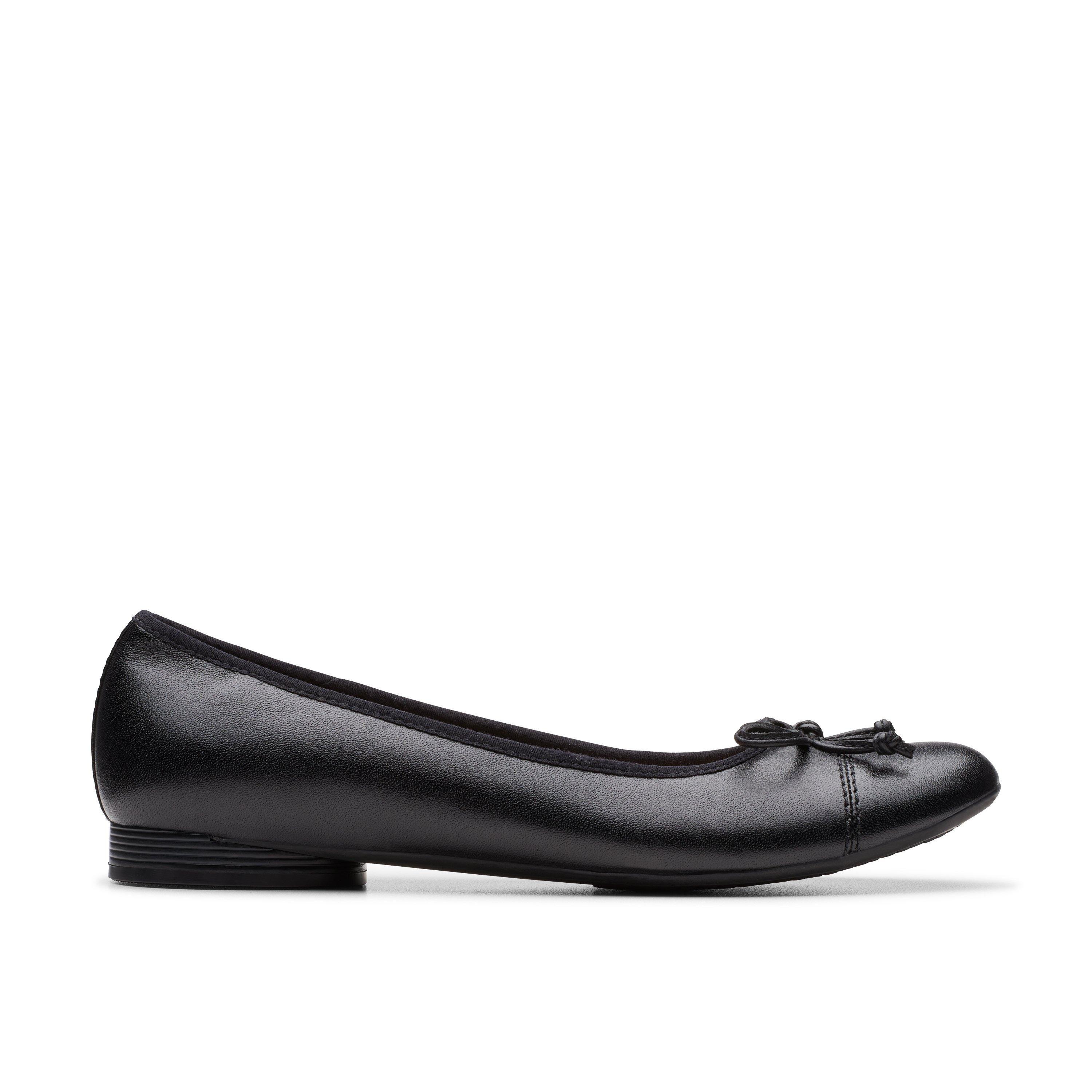 Loreleigh Rae Black Leather Slip Ons,Ballet Pumps by CLARKS