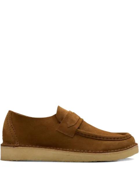 Nomad "Brown" suede penny loafers by CLARKS ORIGINALS