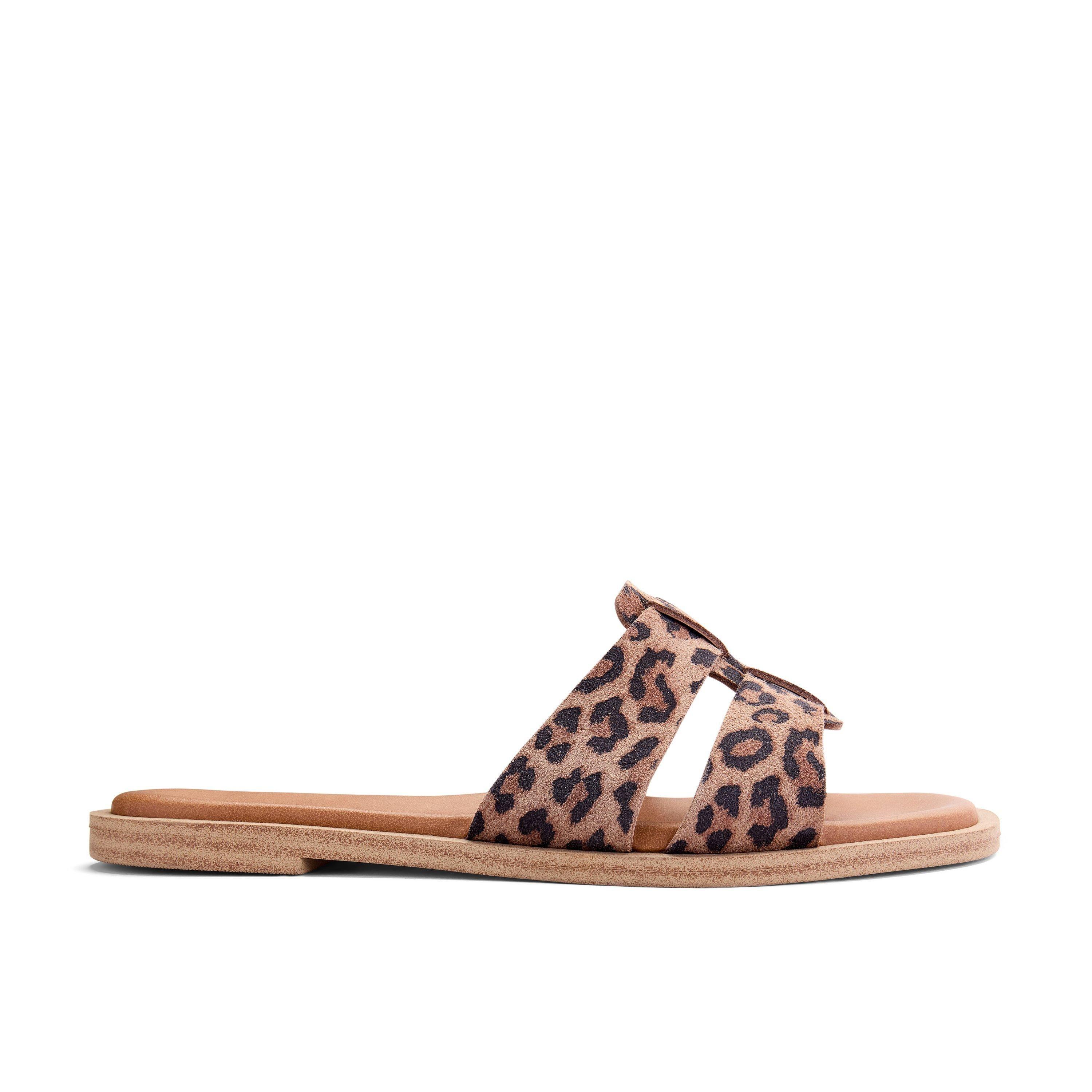 Trala Slide Leopard Print Flat Sandals,Sliders by CLARKS
