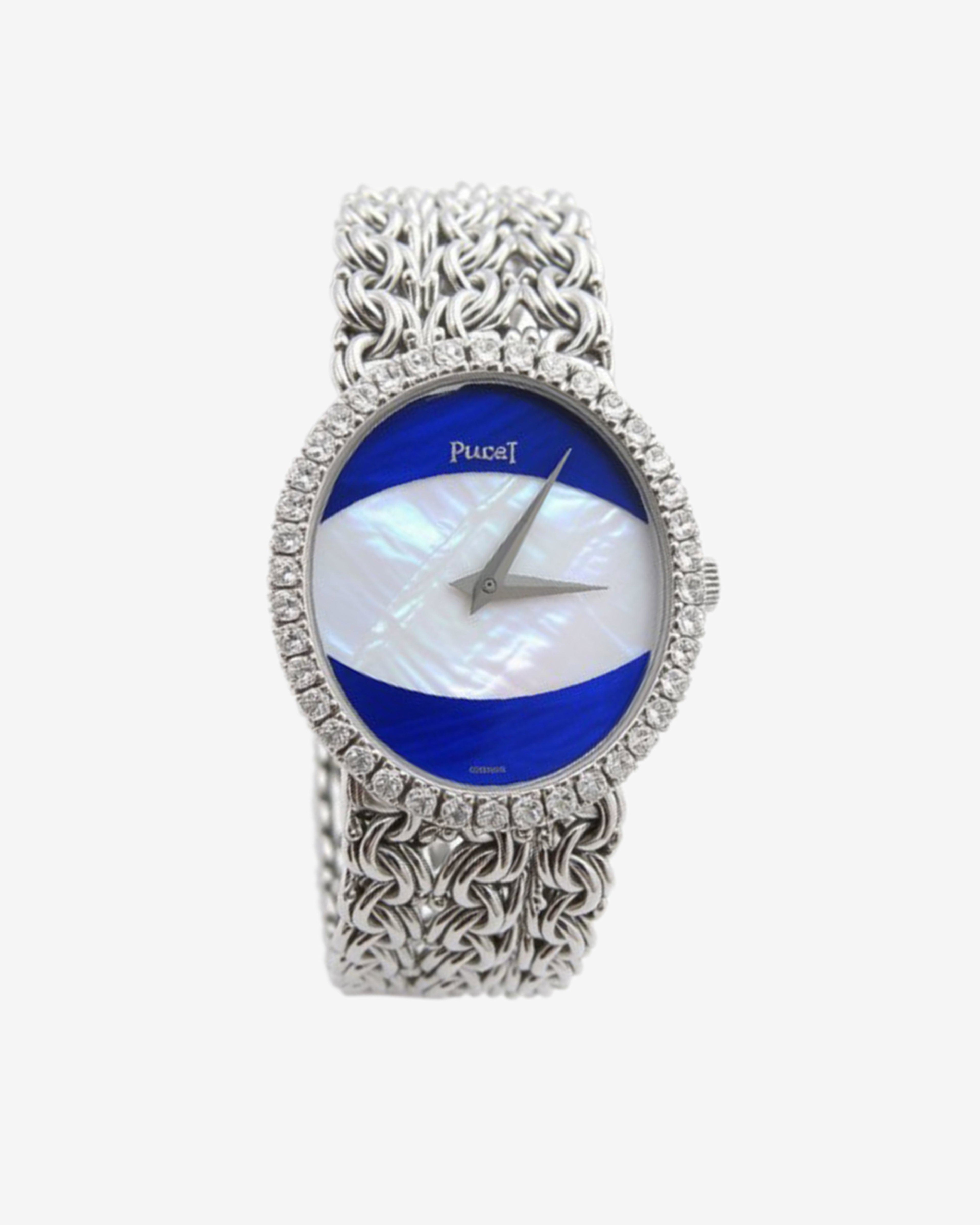 Classic 55 - Piaget Vintage 18k White Gold Lapis & Mother of Pearl Dial 9828 - (White Gold) by CLASSIC 55