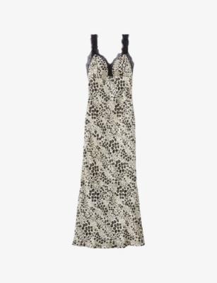 Animal-Print Lace-Trim Satin Midi Dress by CLAUDIE PIERLOT