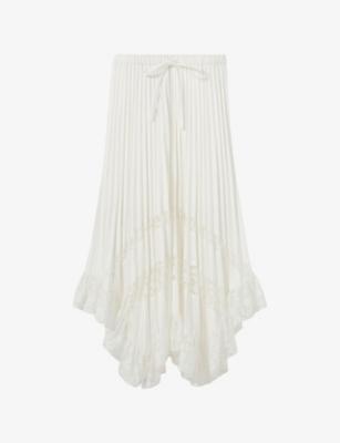 Asymmetric Floral-Pleat Woven Midi Skirt by CLAUDIE PIERLOT