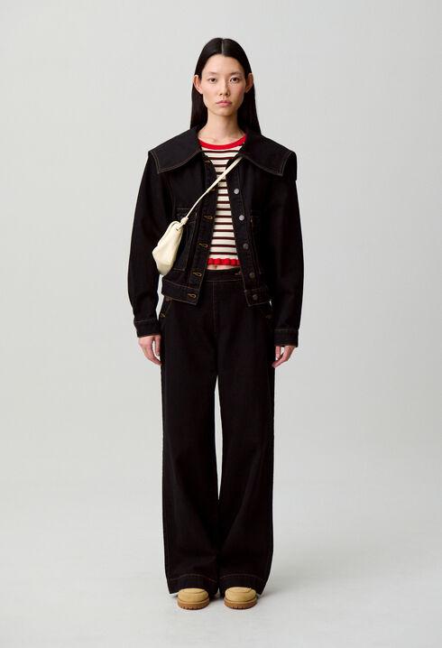 Black denim sailor collar jacket by CLAUDIE PIERLOT