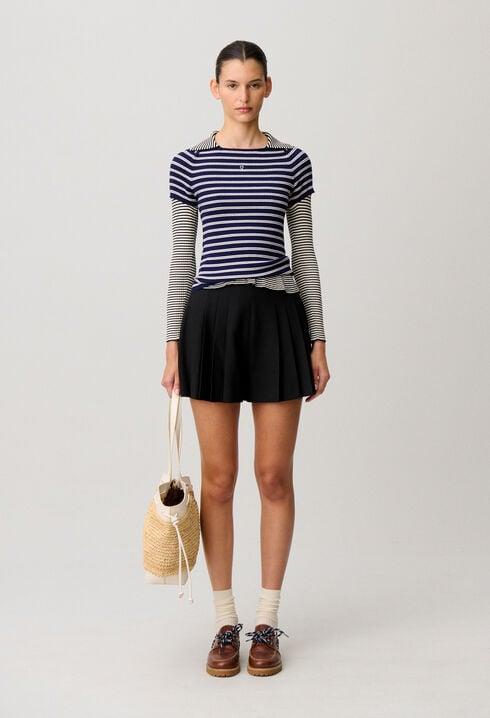 Black flared pleated shorts by CLAUDIE PIERLOT