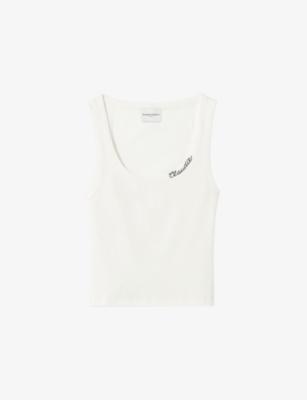 Brand-Embroidered Ribbed Stretch-Cotton Tank Top by CLAUDIE PIERLOT