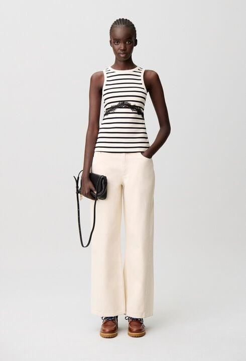 Breton stripe lace cotton T-shirt by CLAUDIE PIERLOT