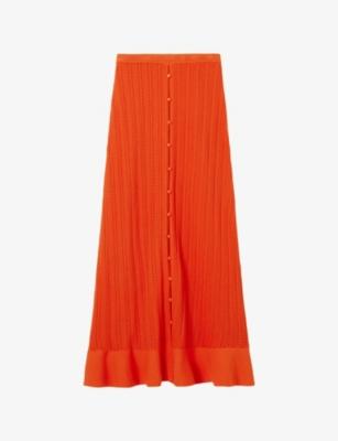 Button-Front Ruffle-Hem Crochet Maxi Skirt by CLAUDIE PIERLOT