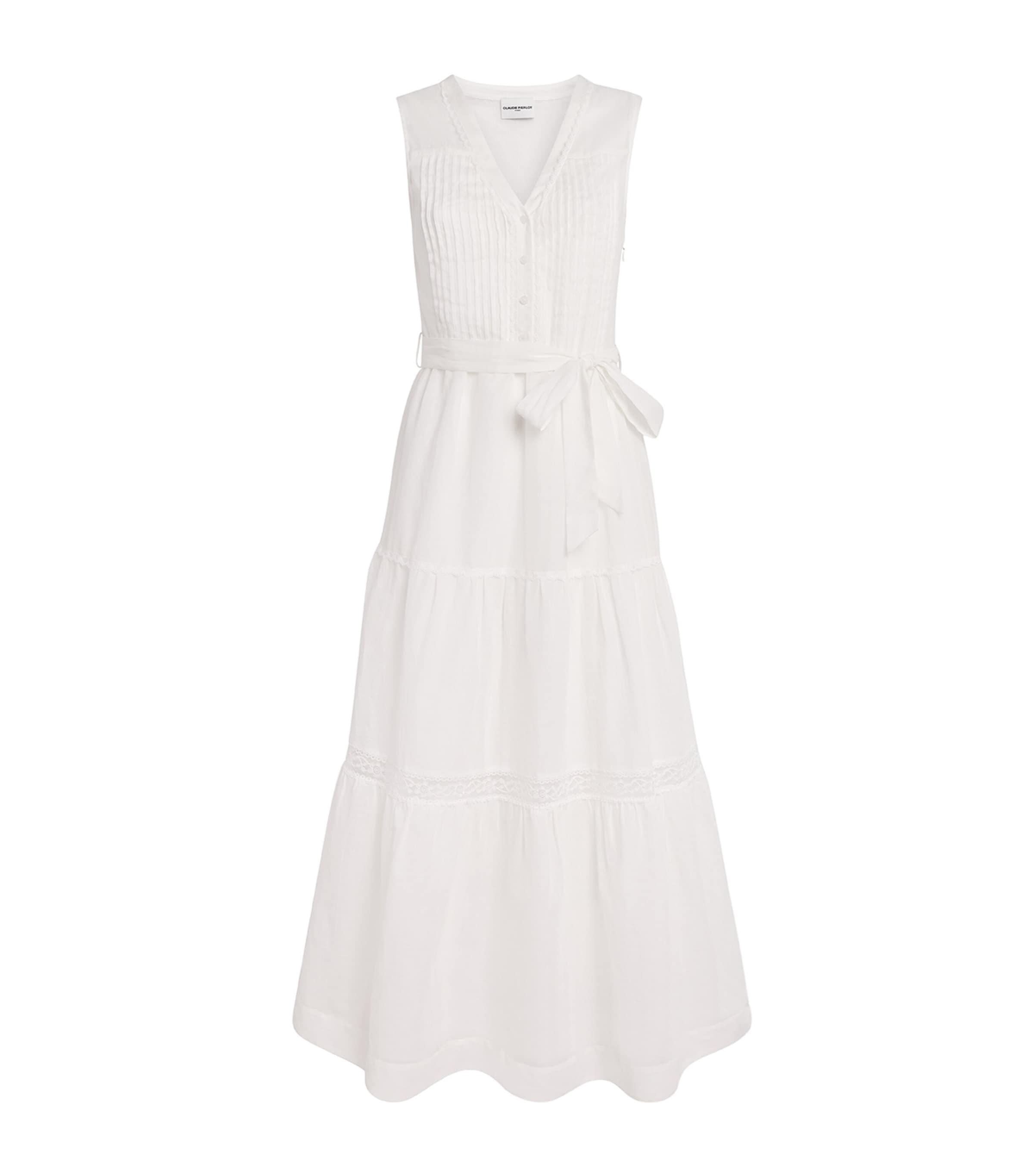 Claudie Pierlot Cotton-Ramie Belted Midi Dress by CLAUDIE PIERLOT