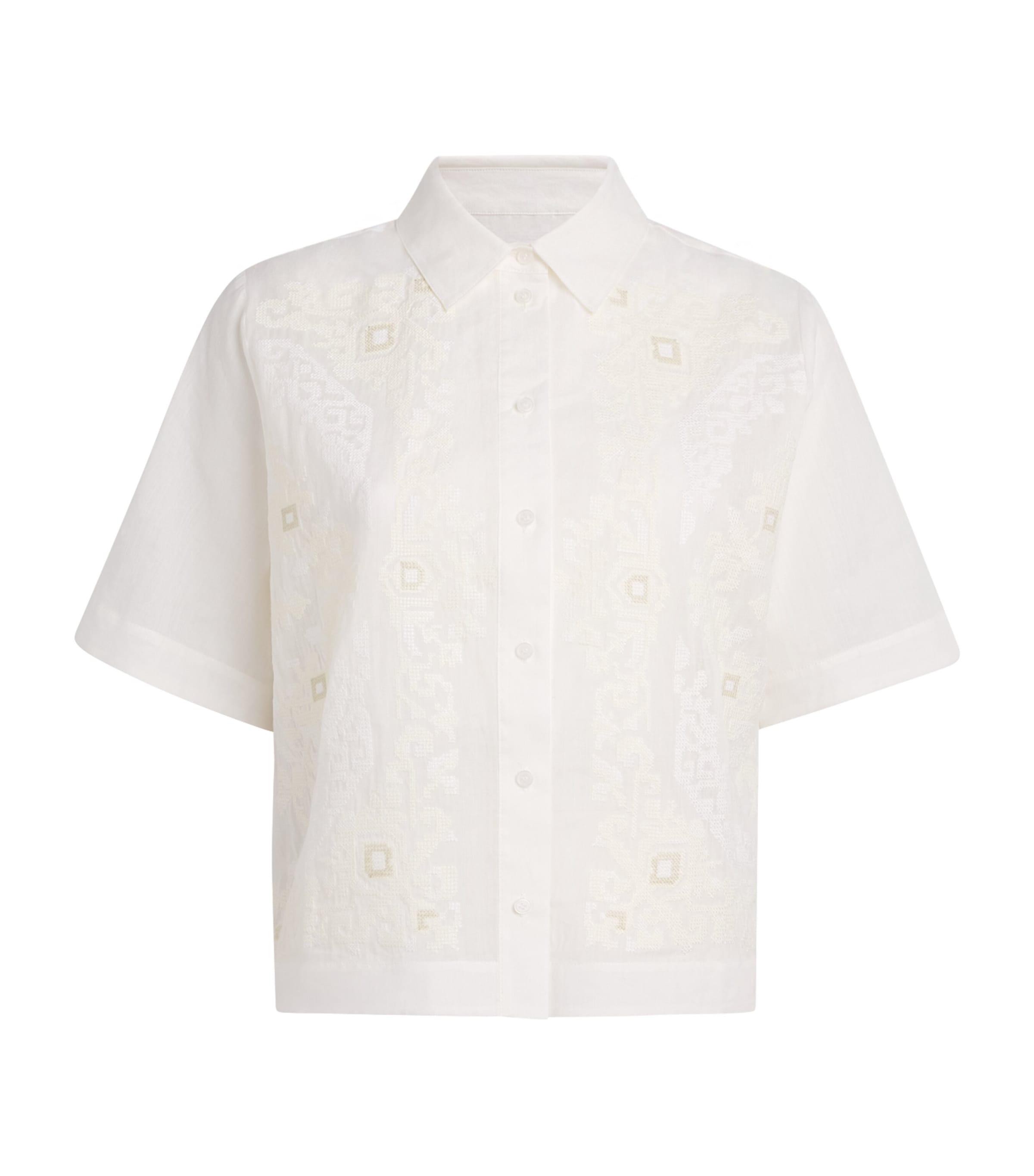 Claudie Pierlot Cotton-Ramie Cross-Stitch Shirt by CLAUDIE PIERLOT