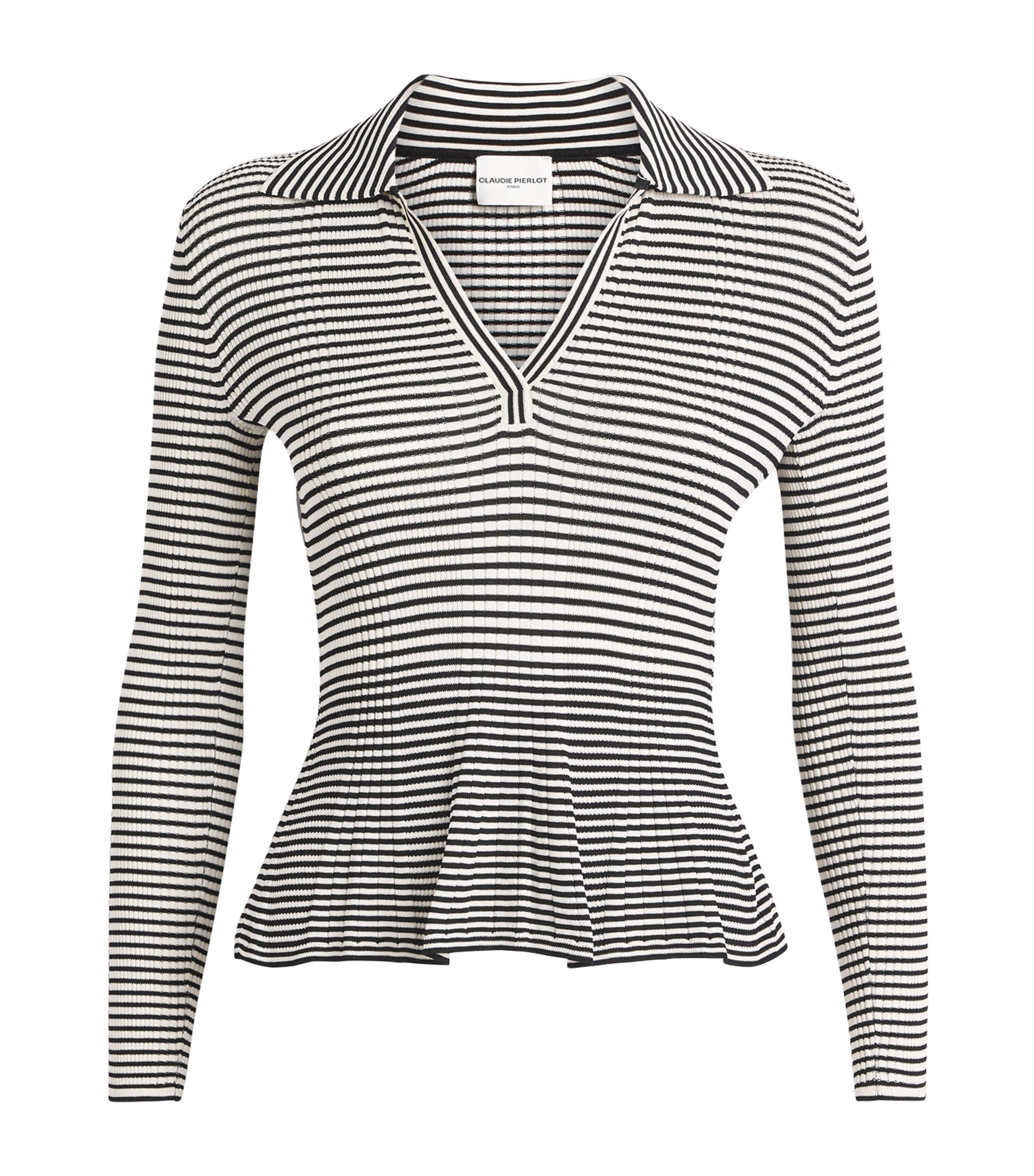 Claudie Pierlot Knitted Open-Collar Polo Shirt by CLAUDIE PIERLOT