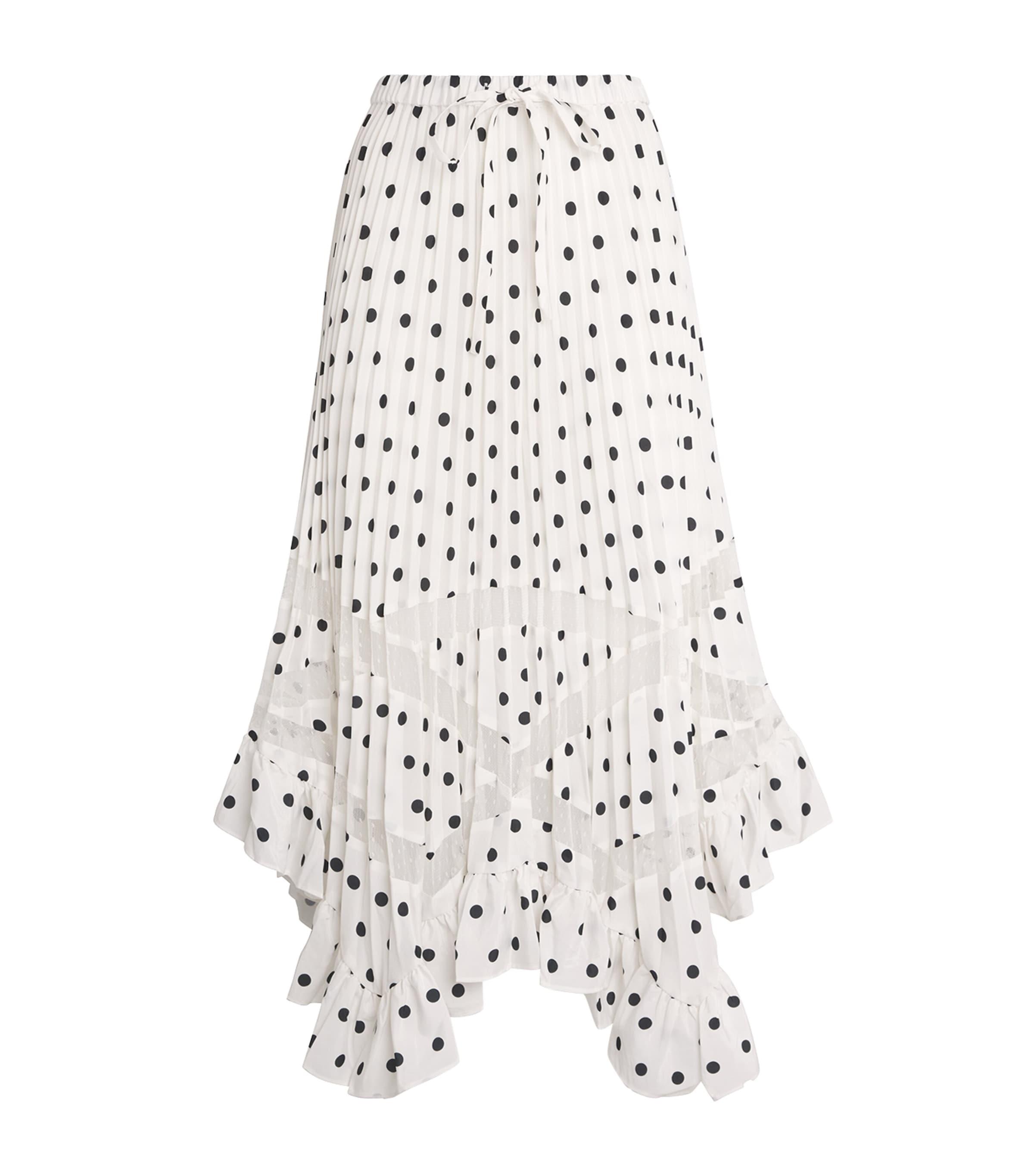 Claudie Pierlot Polka-Dot Pleated Midi Skirt by CLAUDIE PIERLOT