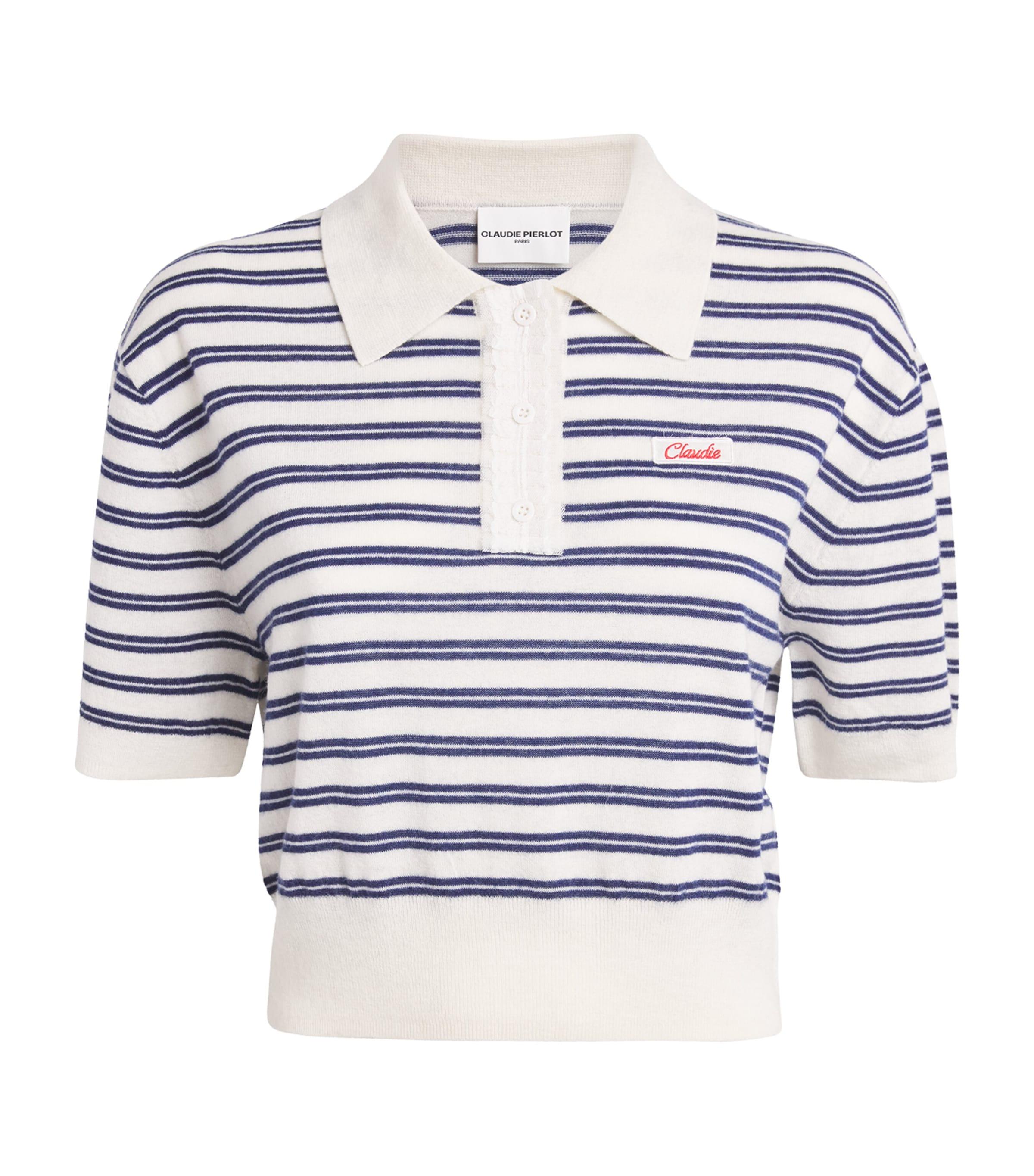 Claudie Pierlot Wool Stripe Polo Sweater by CLAUDIE PIERLOT