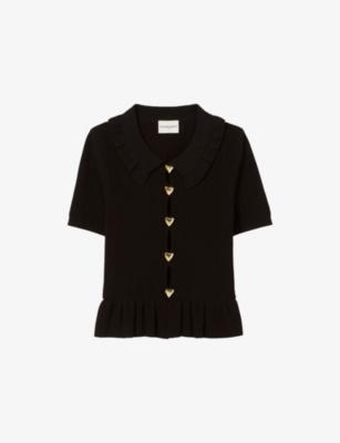 Collared Heart-Embellished Stretch-Knit Top by CLAUDIE PIERLOT