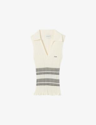 Collared Striped Fine-Knit Top by CLAUDIE PIERLOT
