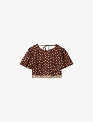 Cropped Graphic-Print Satin Top by CLAUDIE PIERLOT
